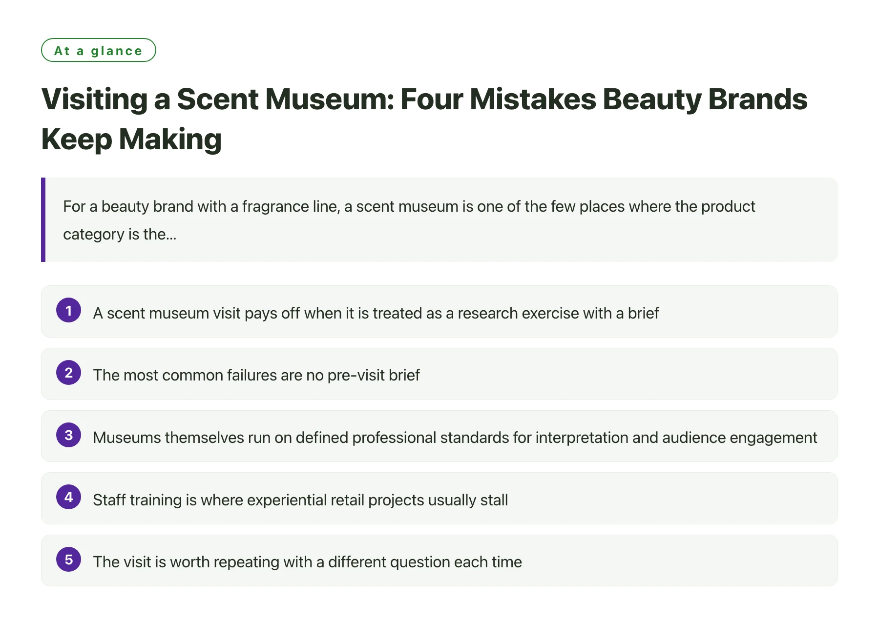 Visiting a Scent Museum: Four Mistakes Beauty Brands Keep Making——全文要点速览